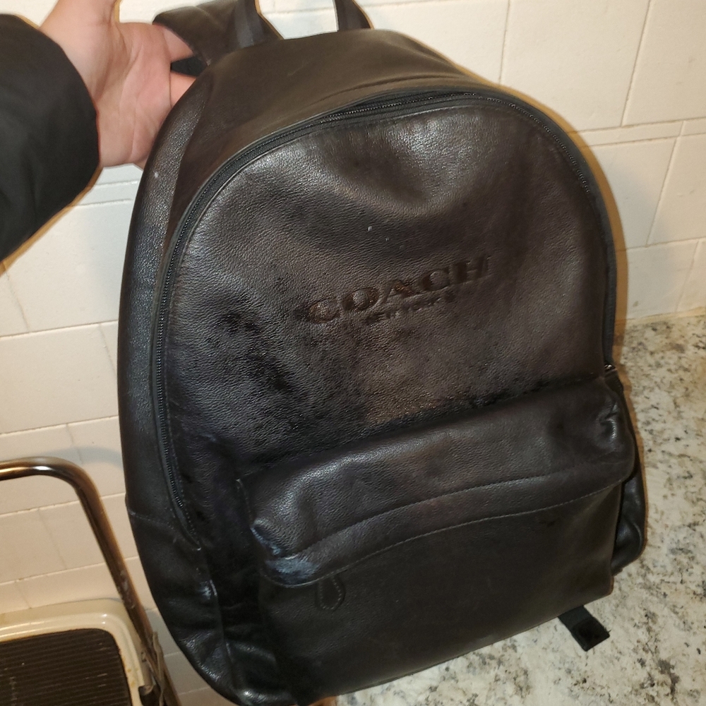 Black Leather Coach Campus Rucksack Backpack